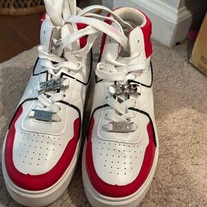 bebe Red and White High-Top Sneakers